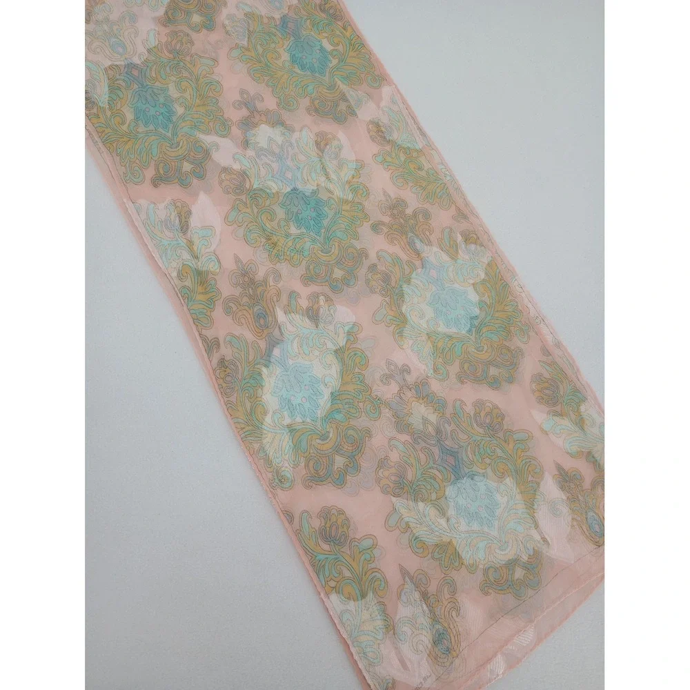 Vintage Liz Claiborne Scarf Women Pink Paisley Sheer Lightweight